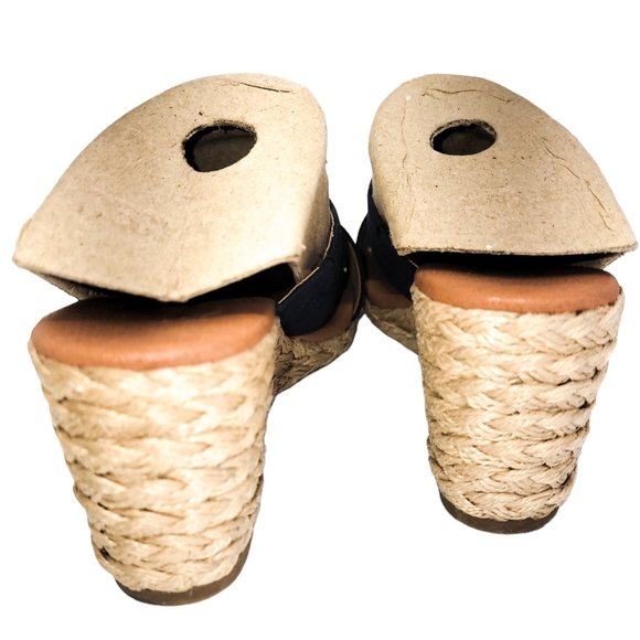 Tommy Bahama Stacey Womens Sz.7 Navy Wedge Peep Toe Slip On Heels Sandal - Picture 6 of 9